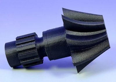 Fusion3 EDGE Sample Print: 3D Printed Helical Bevel Gear in Carbon Fiber Nylon